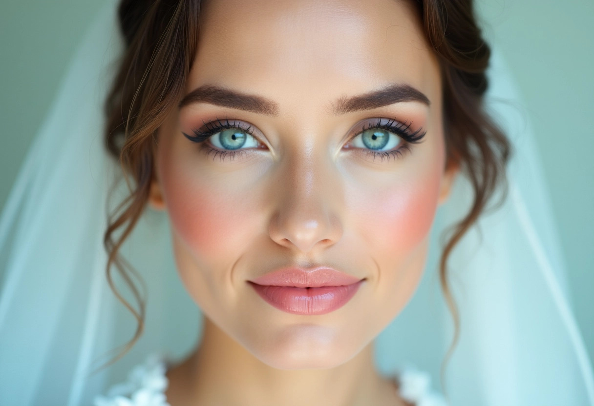 maquillage mariée yeux bleus